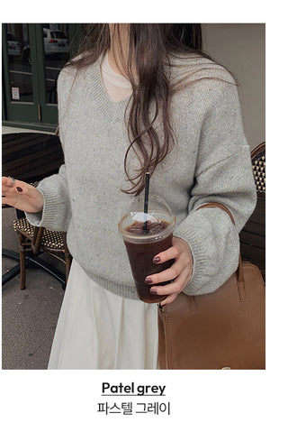 (Over 10,000 sold) V-neck knit - 5 colors
