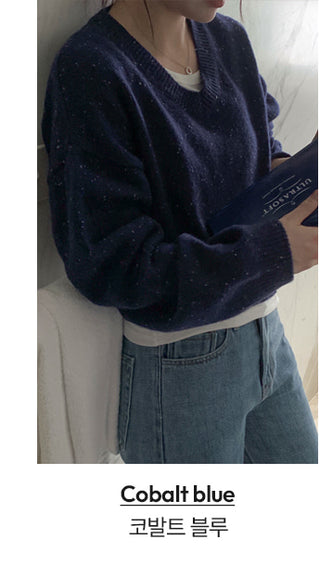 (Over 10,000 sold) V-neck knit - 5 colors