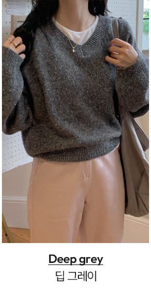(Over 10,000 sold) V-neck knit - 5 colors