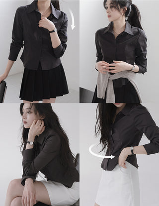 (basic/cropped) Striped shirt - 3 colors