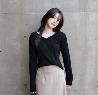 Slim slit ribbed knit - 5 colors