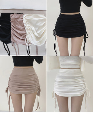 Shirred mini skirt