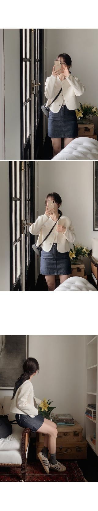 (Color transfer prevention) Raw denim skirt - 3 sizes