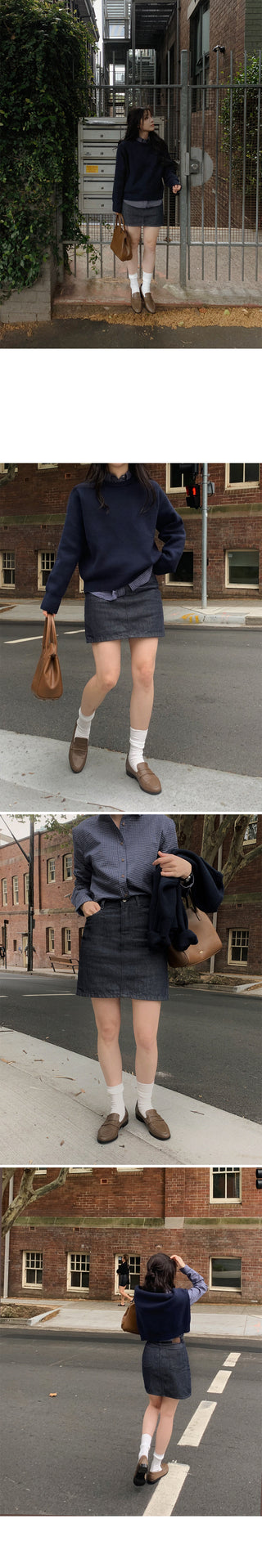 (Color transfer prevention) Raw denim skirt - 3 sizes