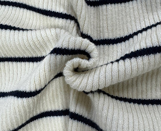 U-neck ribbed slim long-sleeve knit t-shirt