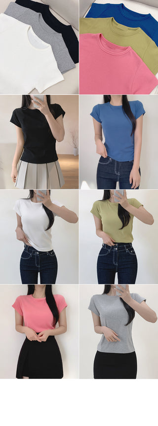 Round neck short-sleeved basic T-shirt