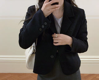 Single-breasted semi-cropped jacket - 4 colors