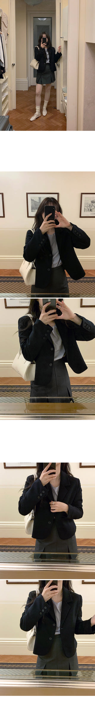 Single-breasted semi-cropped jacket - 4 colors