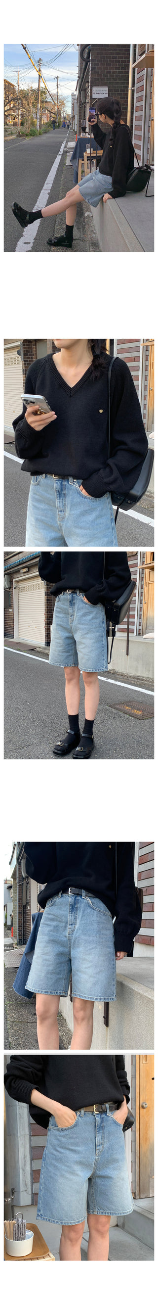 (6 colors) High-quality cotton V-neck knit