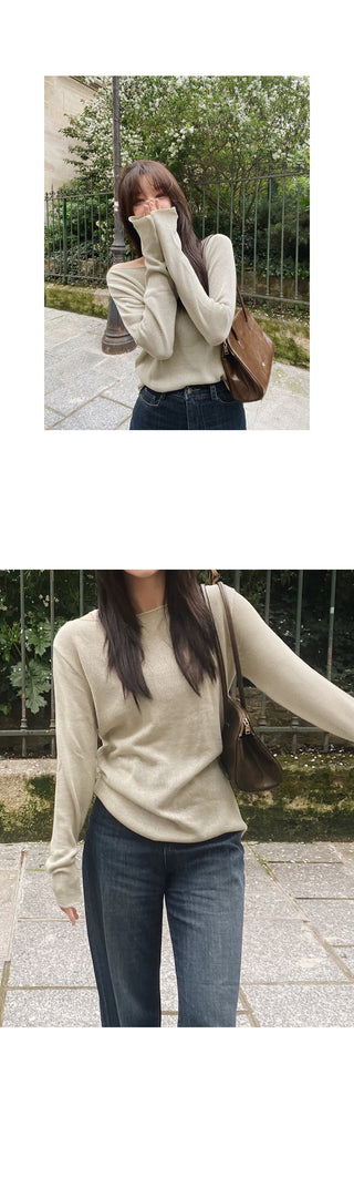 One-shoulder boat neck knit - 4 colors