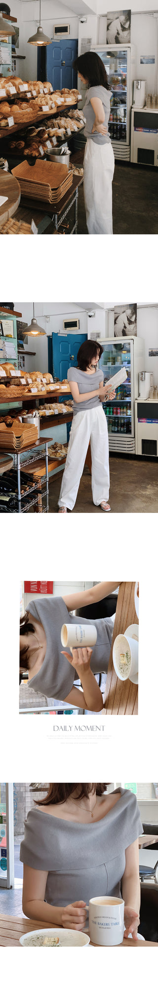 Off-shoulder slim knit - 3 colors