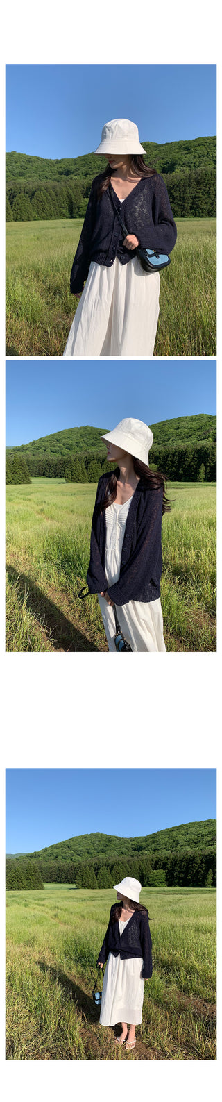 Sand V-neck cotton cardigan in 2 colors!
