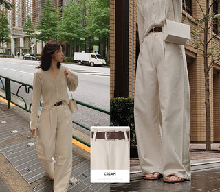 [Belt set] (basic/long) Wide pants - 4 sizes