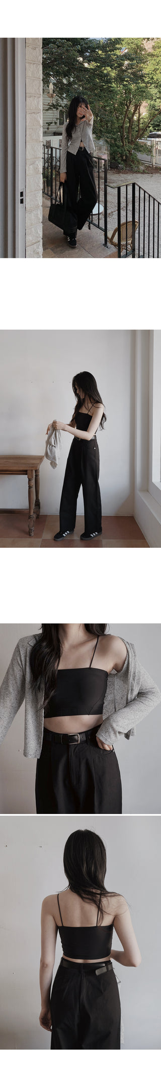 [Belt set] (basic/long) Wide pants - 4 sizes