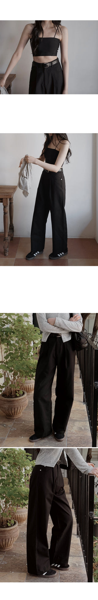 [Belt set] (basic/long) Wide pants - 4 sizes