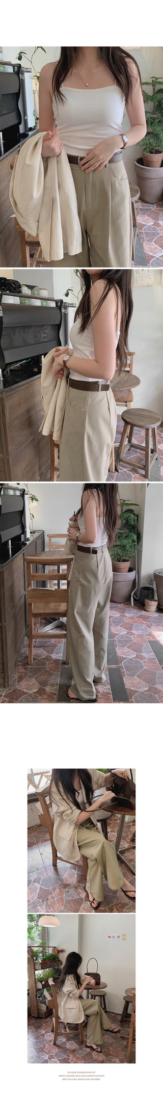[Belt set] (basic/long) Wide pants - 4 sizes