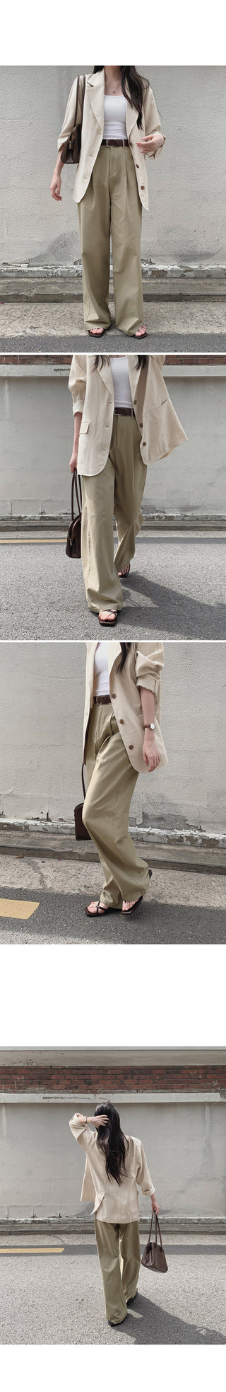 [Belt set] (basic/long) Wide pants - 4 sizes