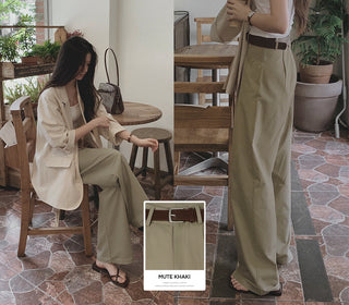 [Belt set] (basic/long) Wide pants - 4 sizes