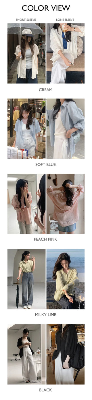 (short/long) Slim Cotton Shirt - 5 colors