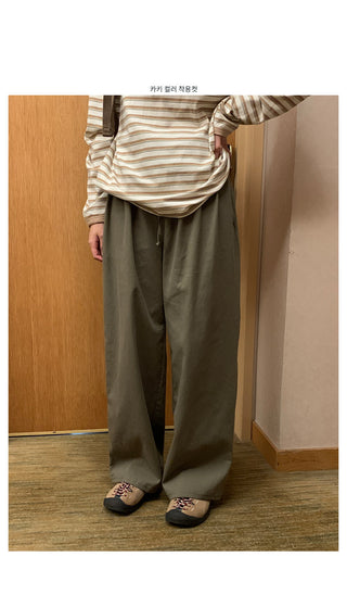 Clean cotton elastic waist pants