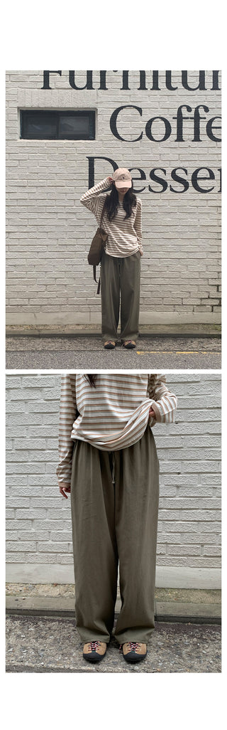 Clean cotton elastic waist pants