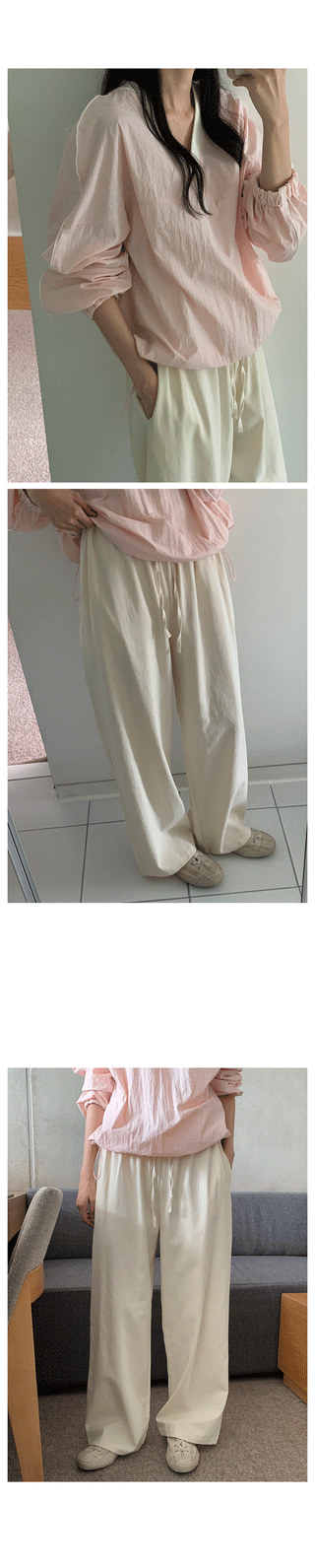 Clean cotton elastic waist pants