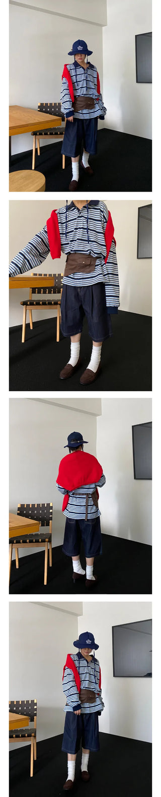indigo one tuck bermuda pants