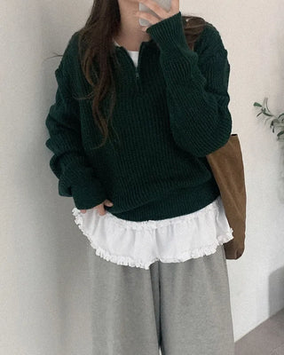 Half-zip collar knit