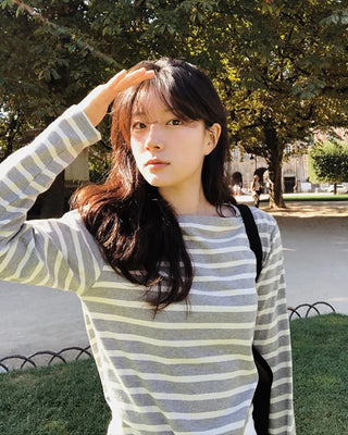 Boat neck striped T-shirt