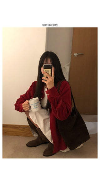 Loose-fit corduroy shirt