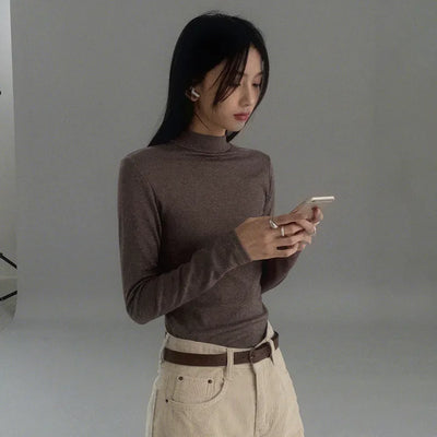 Half-neck T-shirt (+ brushed lining) - 6 colors