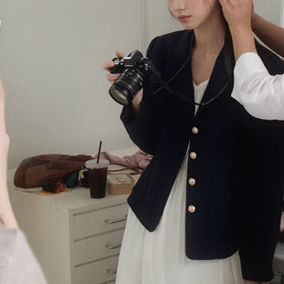 Gold button tweed jacket