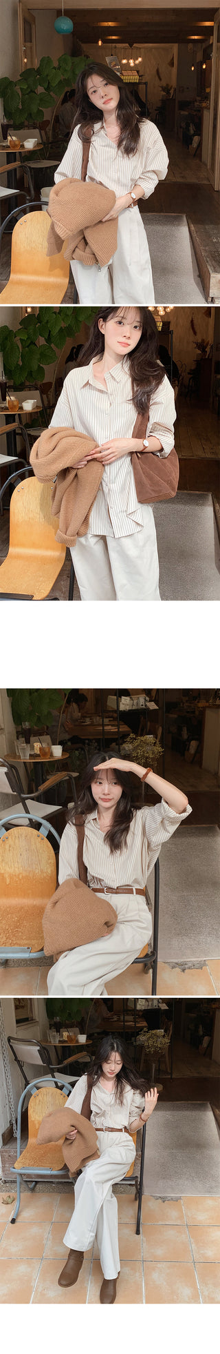 Wide cotton slacks with pleats