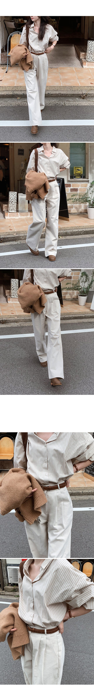 Wide cotton slacks with pleats