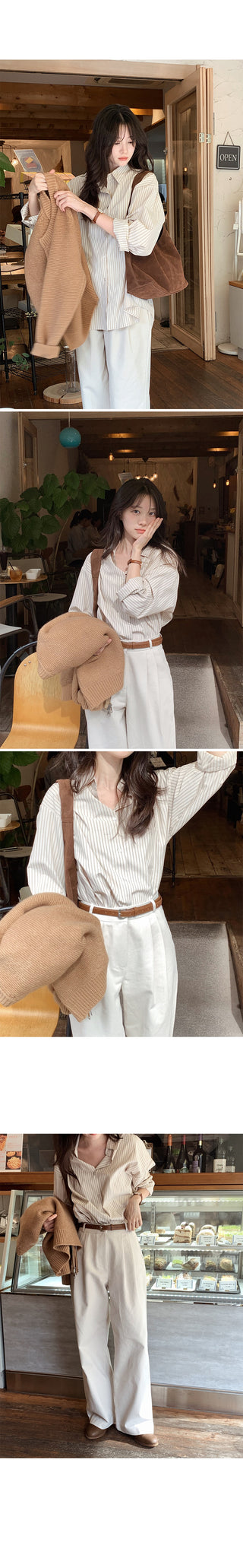 Wide cotton slacks with pleats