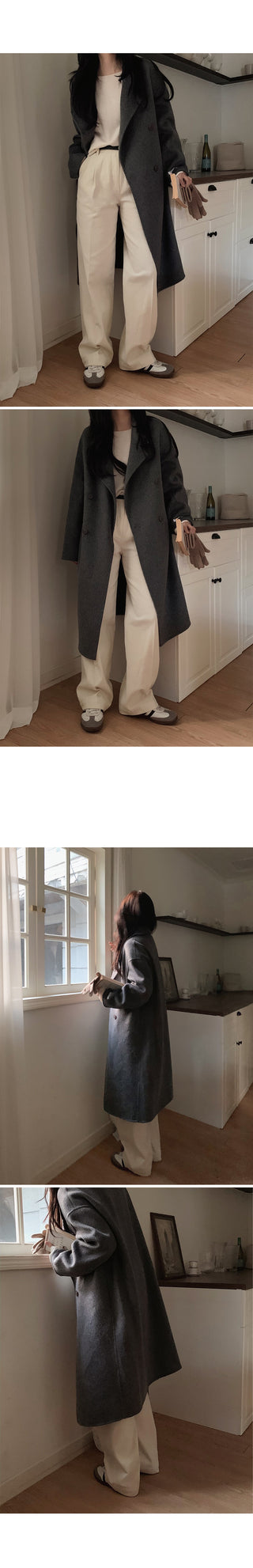 Wide cotton slacks with pleats