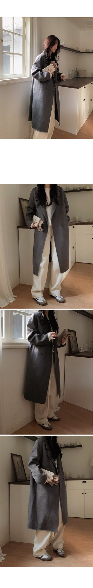 Wide cotton slacks with pleats