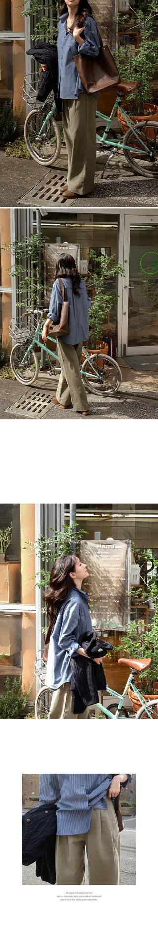 Wide cotton slacks with pleats