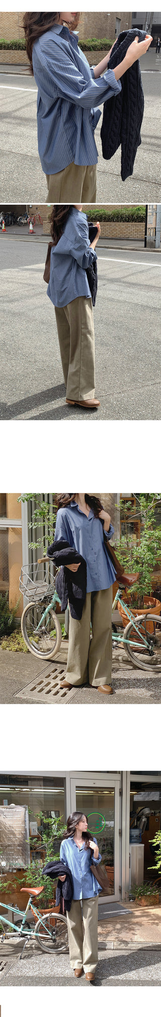 Wide cotton slacks with pleats
