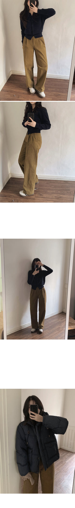 Wide cotton slacks with pleats