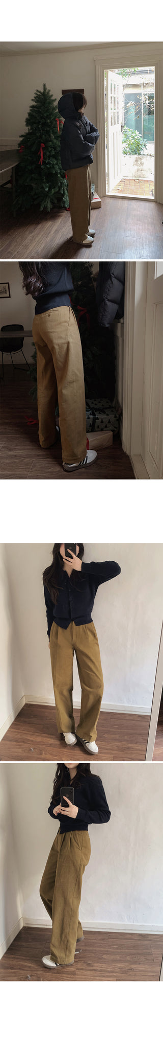 Wide cotton slacks with pleats