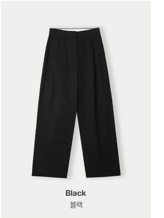 Wide cotton slacks with pleats