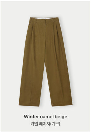 Wide cotton slacks with pleats