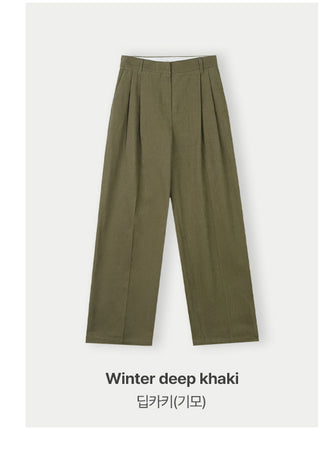 Wide cotton slacks with pleats