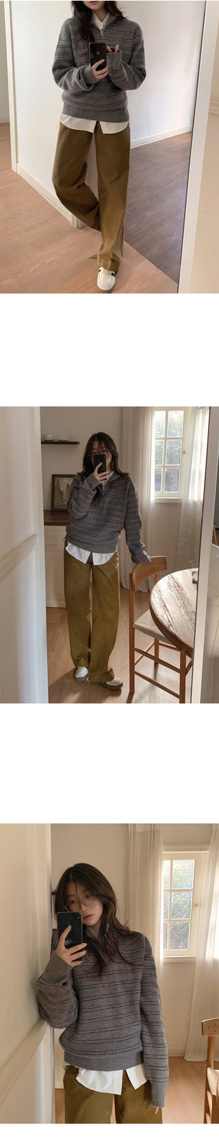 Wide cotton slacks with pleats