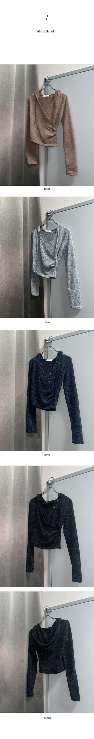 Button-wrap knit hooded parka