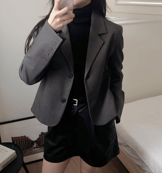 Single-breasted semi-cropped jacket - 4 colors