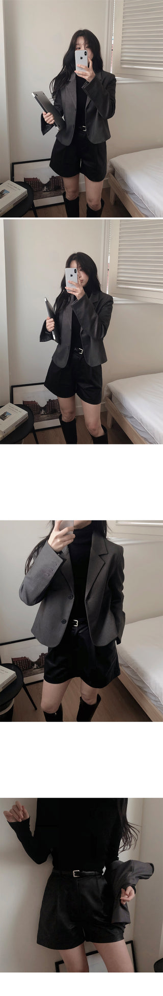 Single-breasted semi-cropped jacket - 4 colors