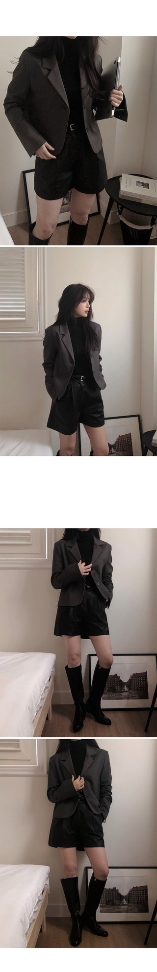 Single-breasted semi-cropped jacket - 4 colors