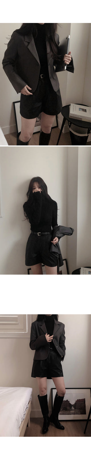 Single-breasted semi-cropped jacket - 4 colors